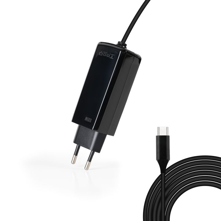 TooQ GAN USB-C PD 100W Laptop Charger, Black