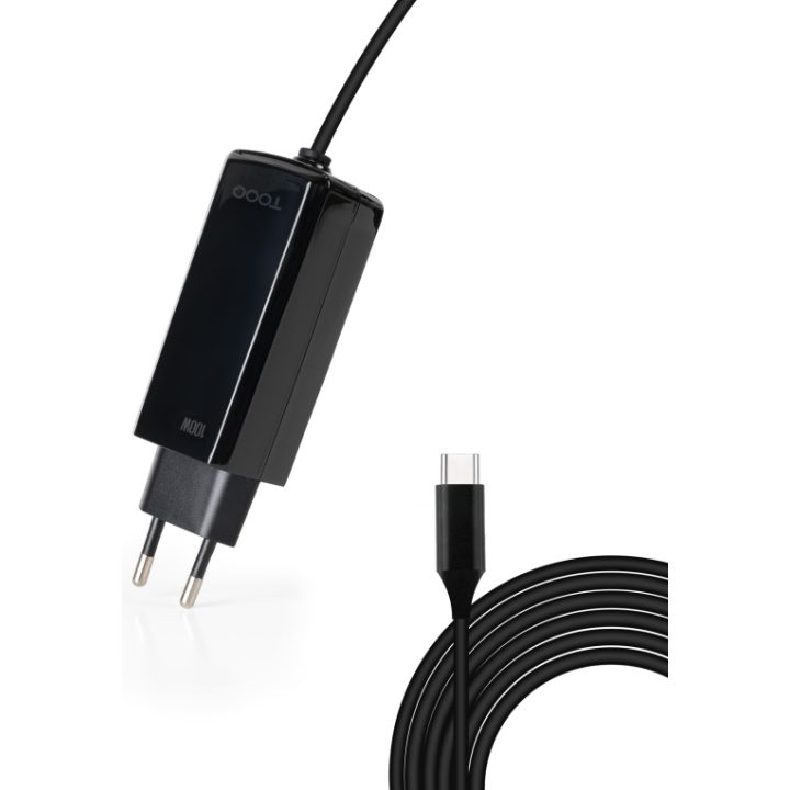 TooQ GAN USB-C PD 100W Laptop Charger, Black