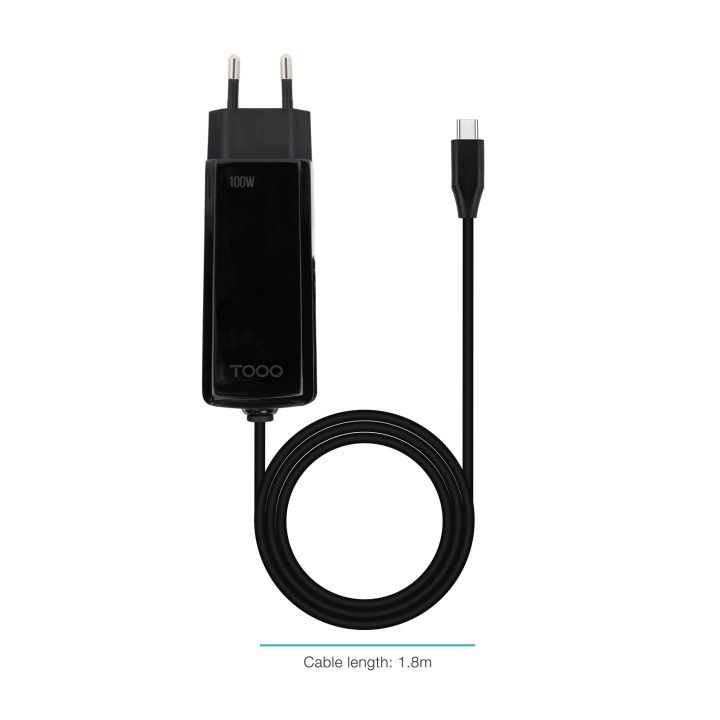 TooQ GAN USB-C PD 100W Laptop Charger, Black