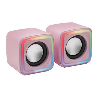Mars Gaming MSCUBEP Pink, Compact RGB Gaming Speakers, 8W DSP Sound…
