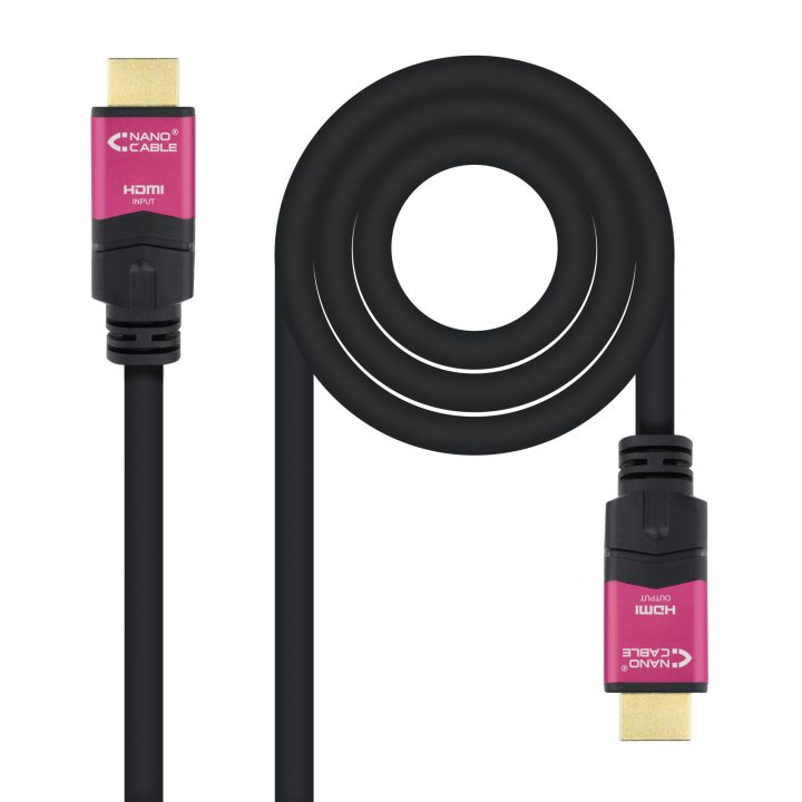 Nanocable 10.15.3715 cabo HDMI 15 m HDMI tipo A (Padrão) Preto, Rosa