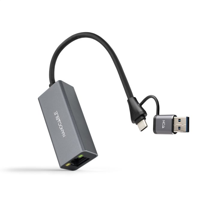Nanocable Conversor USB-C+USB-A/M 3.0 para Ethernet, Alumínio…