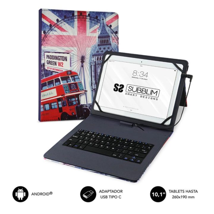 Funda + teclado Subblim keytab USB-C 10.1 pulgadas england…