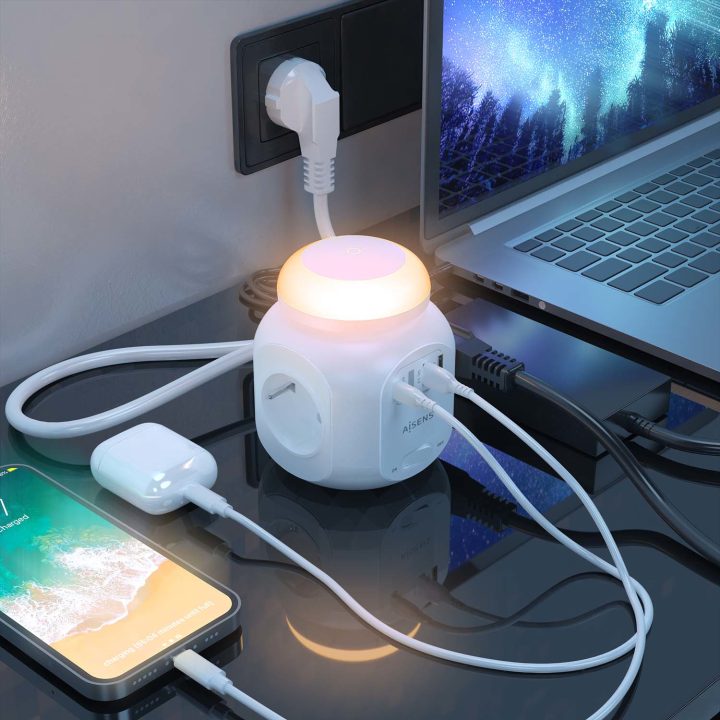 AISENS Multifunctional Desktop Power Strip with 4 Outlets + 1xUSB-C…