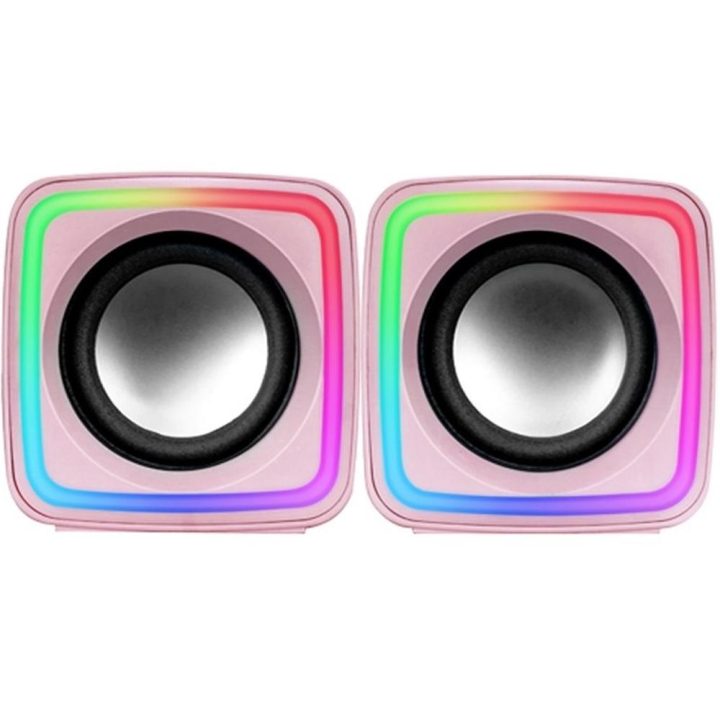 Mars Gaming MSCUBEP Pink, Compact RGB Gaming Speakers, 8W DSP Sound…