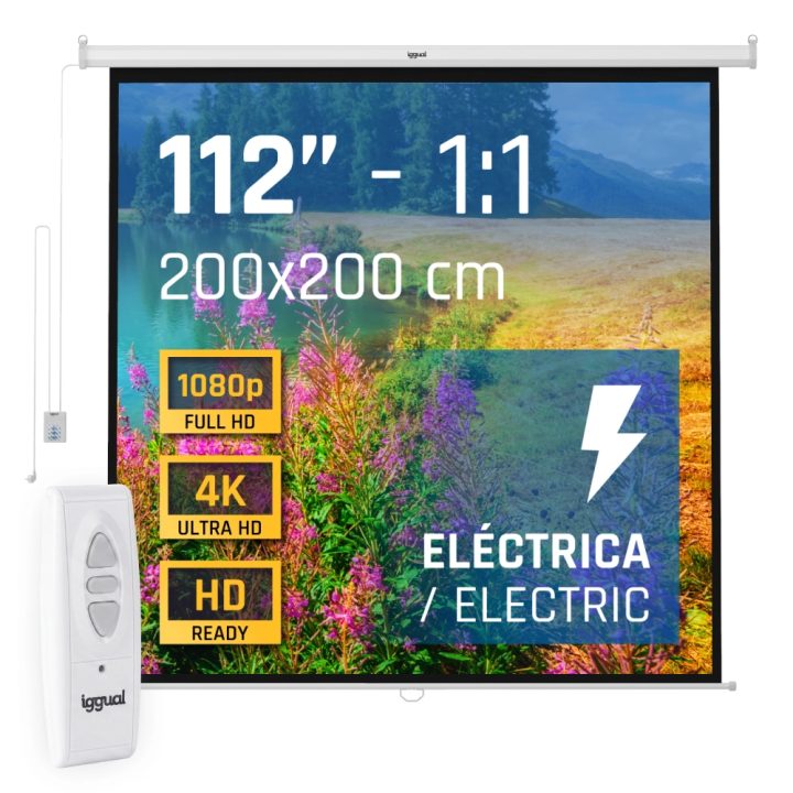 iggual Pantalla eléctrica 4:3 112" 200x200 cm