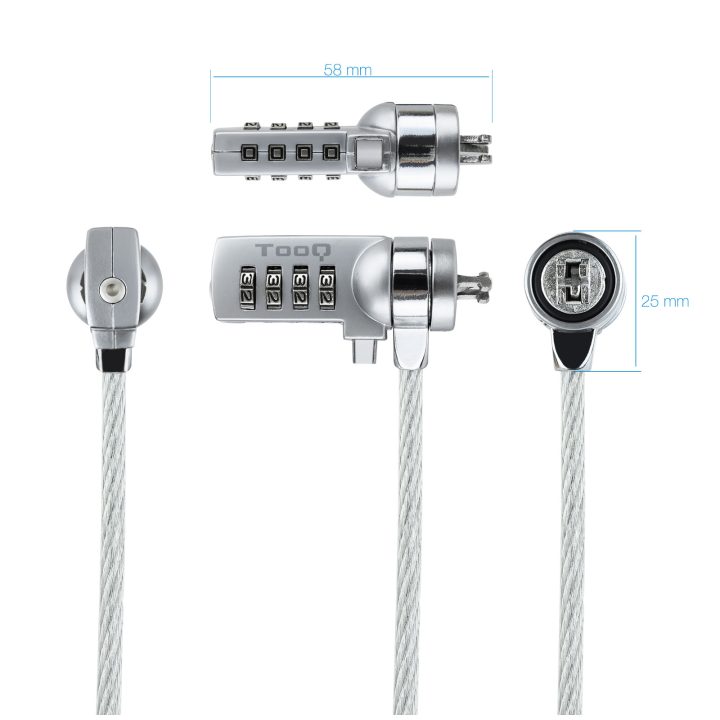 TooQ TQCLKC0015 Anti-Theft Cable Silver 1.5 m