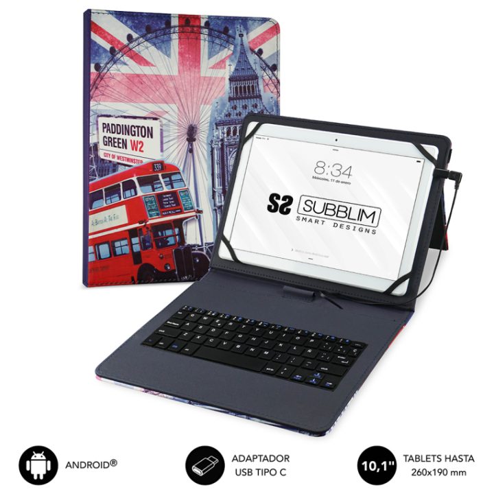 Subblim keytab USB-C 10.1 inch England Case + Keyboard…