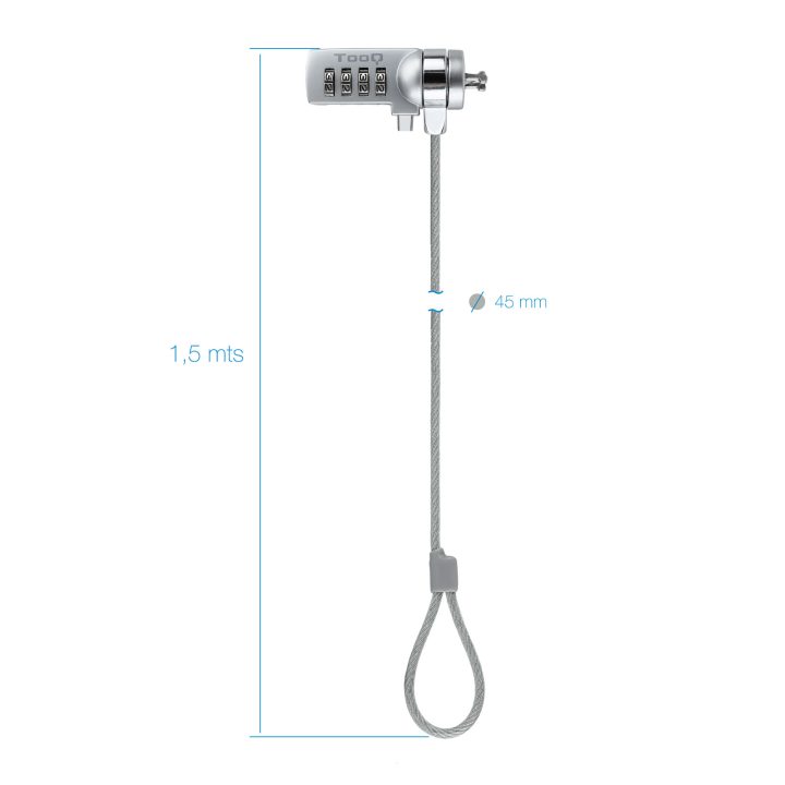 TooQ TQCLKC0015 cable antirrobo Plata 1,5 m