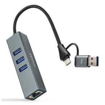 Nanocable Conversor USB-C+USB-A/M 3.0 a Ethernet + 3xUSB-A 3.0…