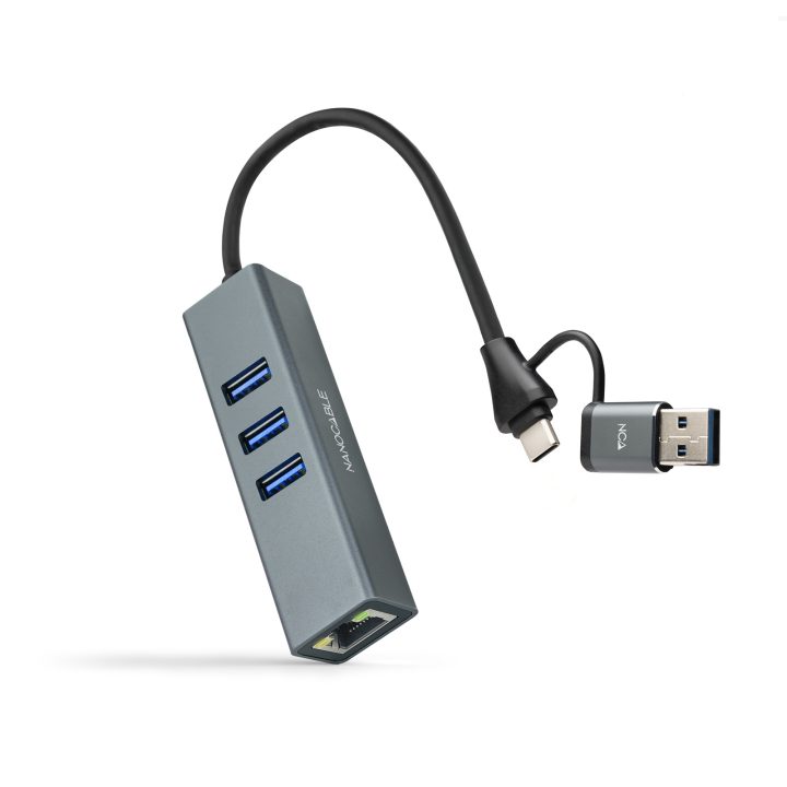 Nanocable Conversor USB-C+USB-A/M 3.0 para Ethernet + 3xUSB-A 3.0…