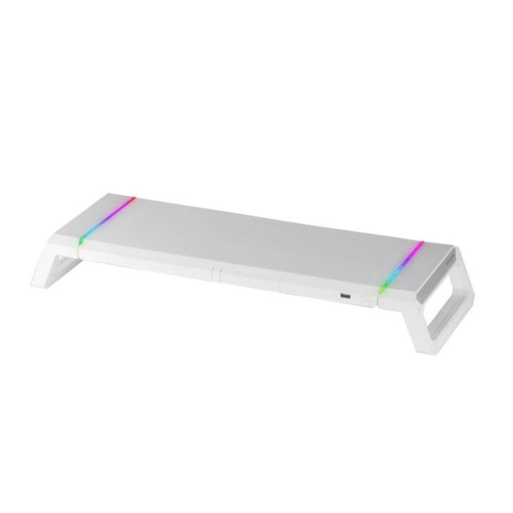 Mars Gaming MGS-ONE White, RGB Chroma Monitor Stand, Adjustable Size…