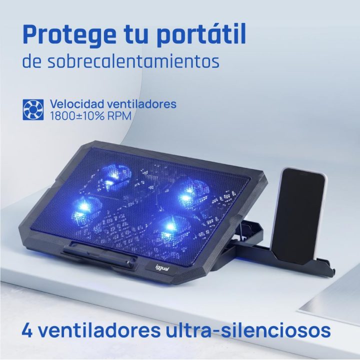 iggual Base de refrigeração portátil 4 ventoinhas RP4V17