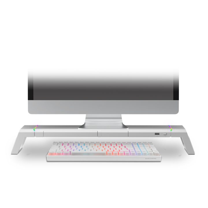 Mars Gaming MGS-ONE White, RGB Chroma Monitor Stand, Adjustable Size…