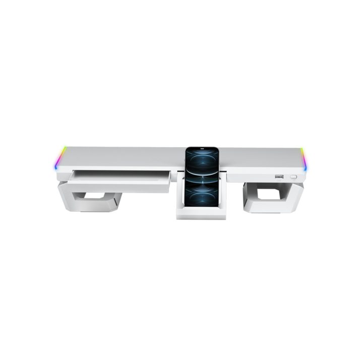 Mars Gaming MGS-ONE White, RGB Chroma Monitor Stand, Adjustable Size…