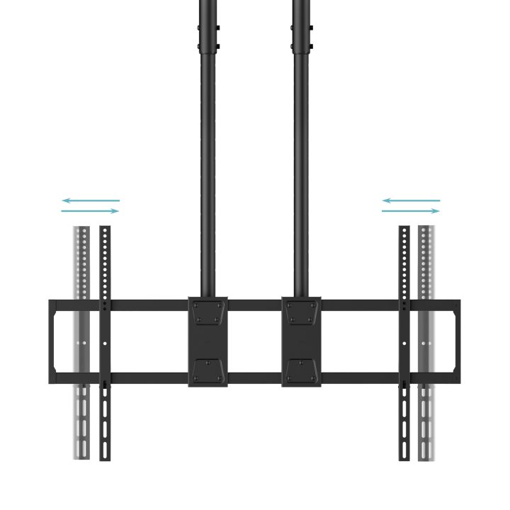 TooQ Extendable Dual-Pole Ceiling Mount for 60"-120" Screens, Black