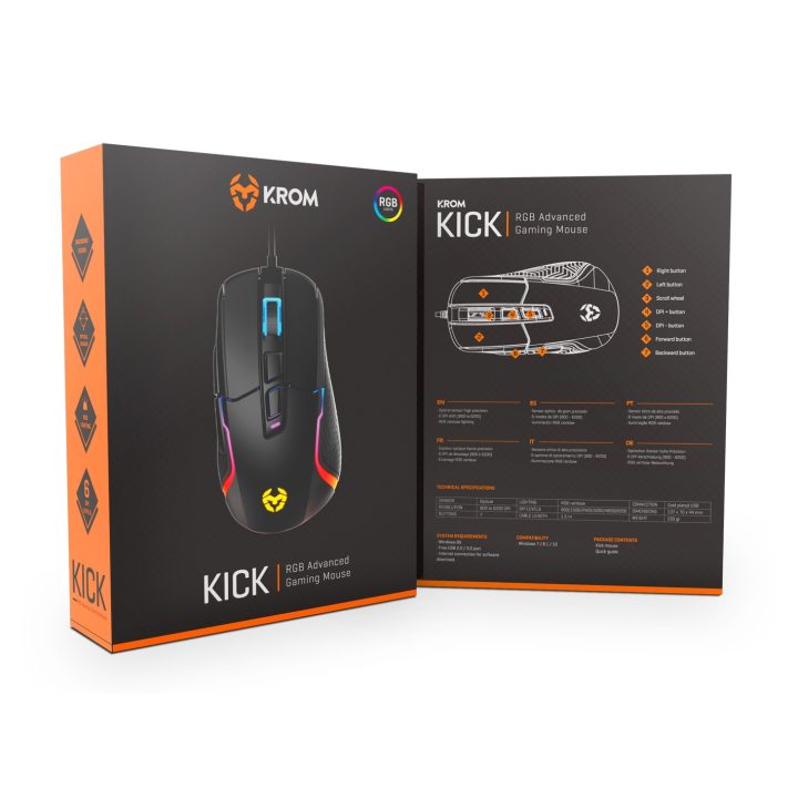 Krom Kick Right-Handed USB Type-A Optical Mouse 6200 DPI (NXKROMKICK)