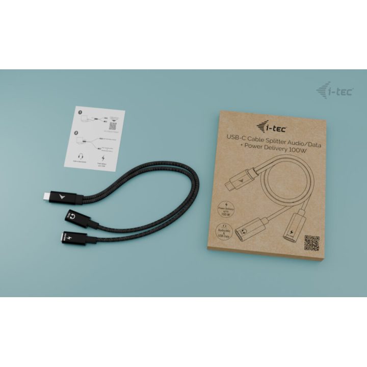 i-tec USB-C Cable Splitter Audio/Data + Power Delivery 100W