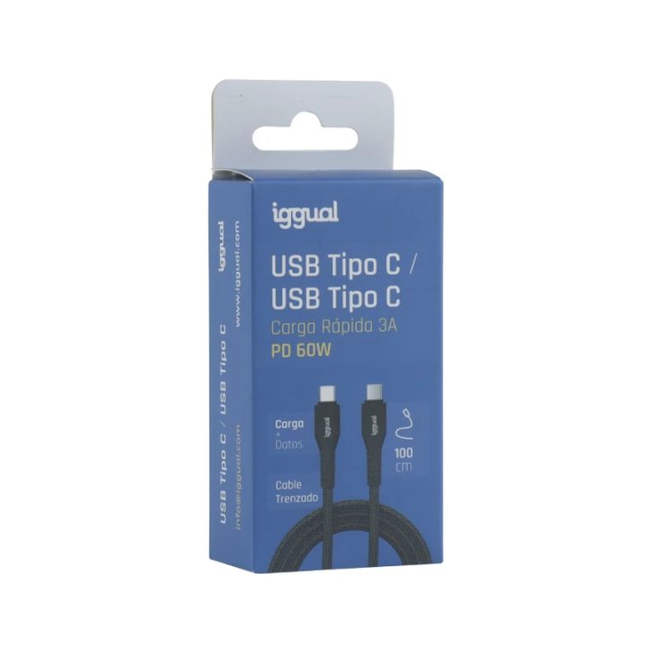 iggual Cabo USB-C para USB-C 60W 3A 100 cm trançado