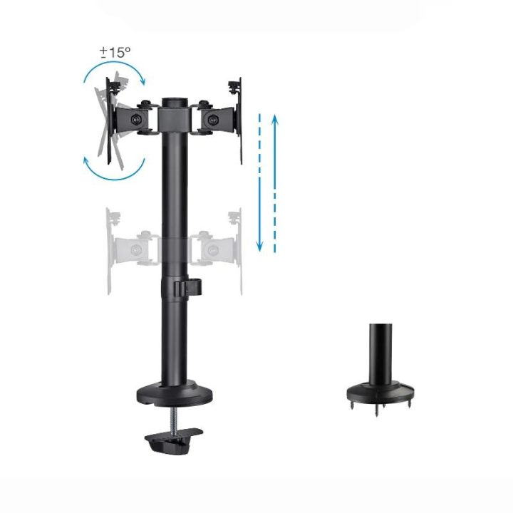 TooQ Suporte de Mesa para 2 Ecrãs 17"-32", Preto