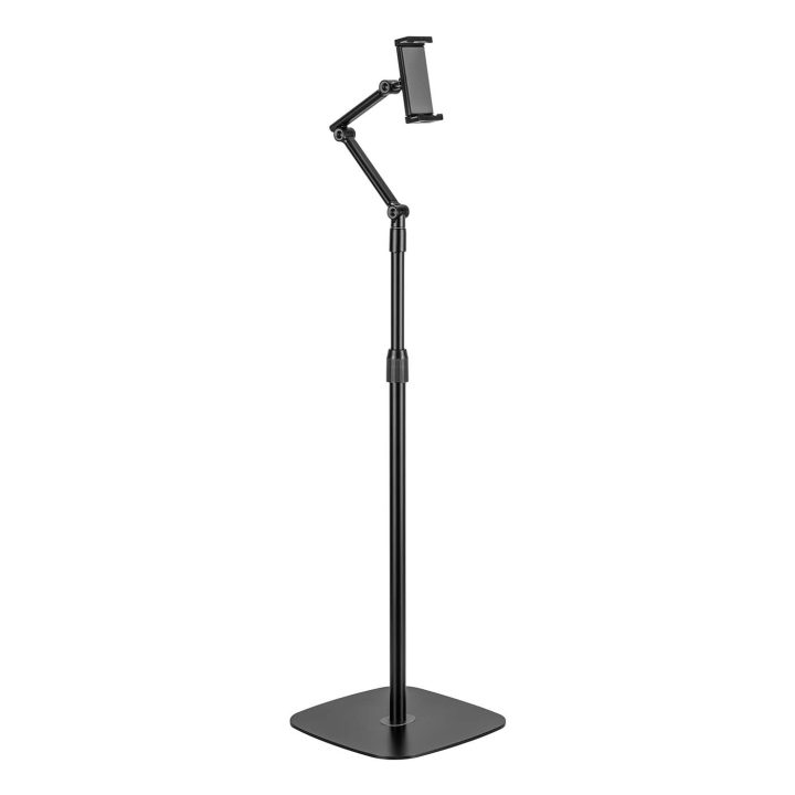 AISENS Universal Adjustable Floor Stand (3 Pivots) for Tablet, Black