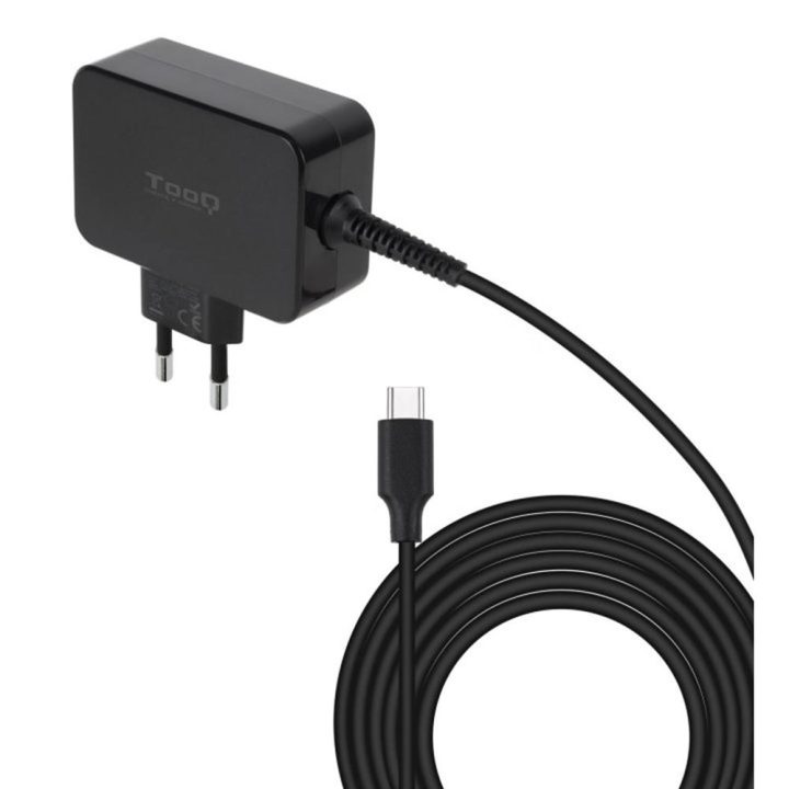 TooQ GAN USB-C PD 45W Laptop Charger, Black