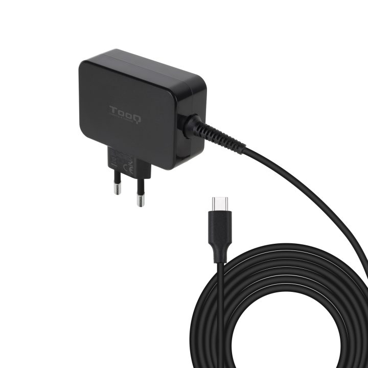 TooQ GAN USB-C PD 45W Laptop Charger, Black