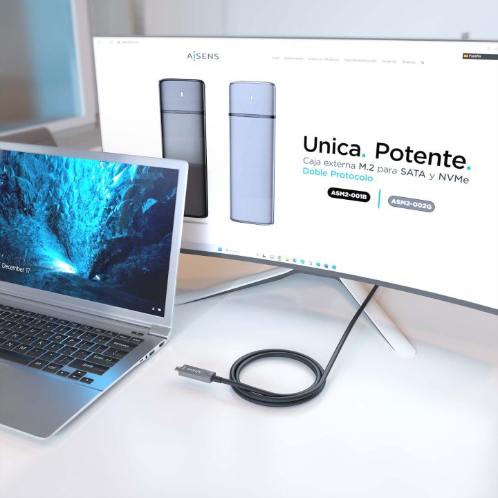 AISENS - Cable USB 3.1 Gen2 10Gbps AOC 4K@60Hz 3A 60W E-Marker, tipo…