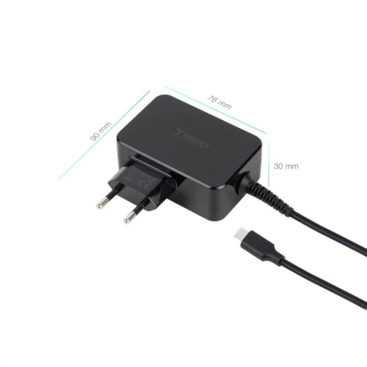 TooQ Carregador de portátil GAN USB-C PD 45W, Preto