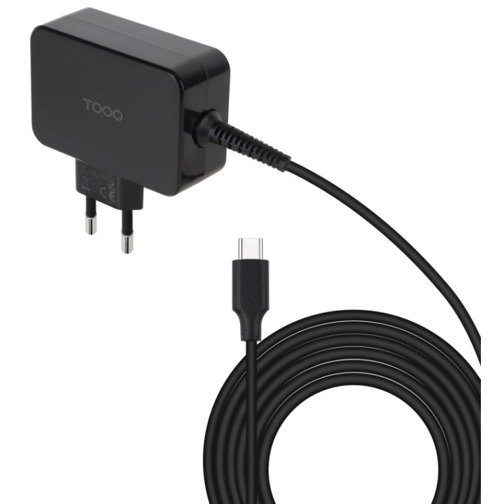 TooQ Carregador de portátil GAN USB-C PD 45W, Preto