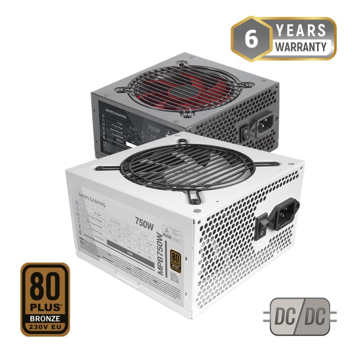 Mars Gaming MPB750, Fonte de Alimentação PC 750W ATX, 6 Anos de…
