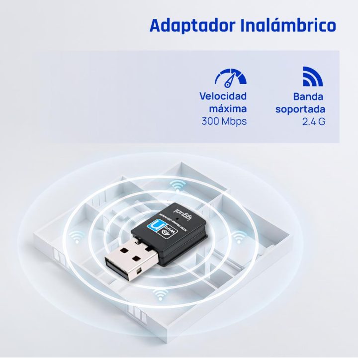 iggual Adaptador USB Wifi 300 Mbps mono 2.4GHz