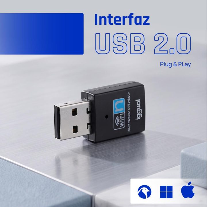 iggual Adaptador USB Wifi 300 Mbps mono 2.4GHz