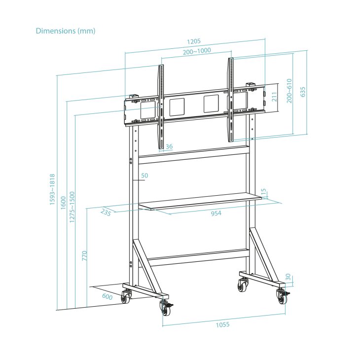 TooQ Optimus 2,67 m (105") Preto