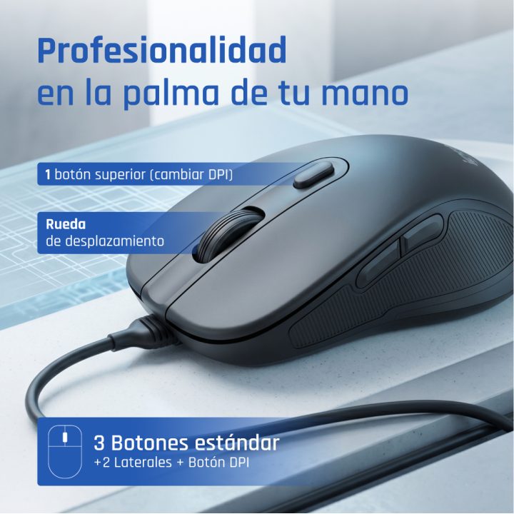 iggual OFFICE-ELITE-PRO-6D 3600DPI ratón Oficina Mano derecha USB…