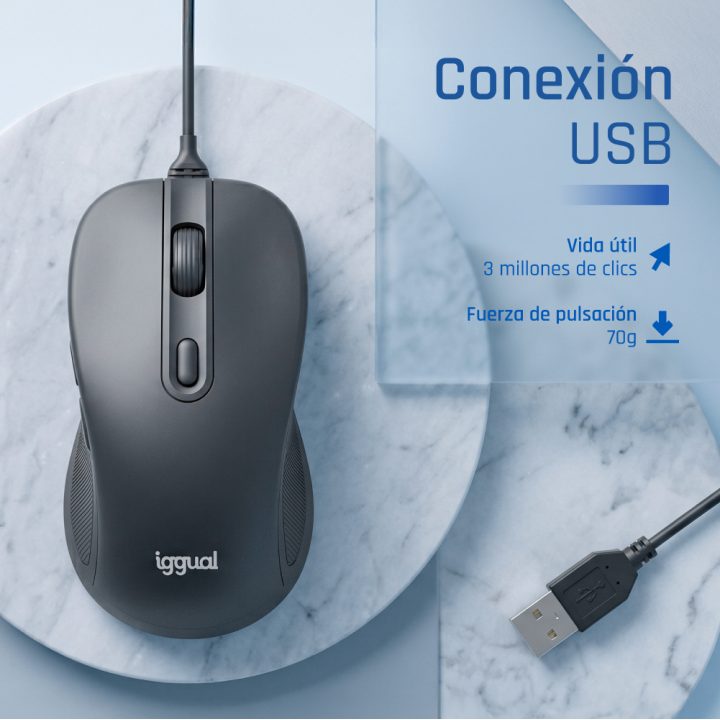 iggual OFFICE-ELITE-PRO-6D 3600DPI ratón Oficina Mano derecha USB…