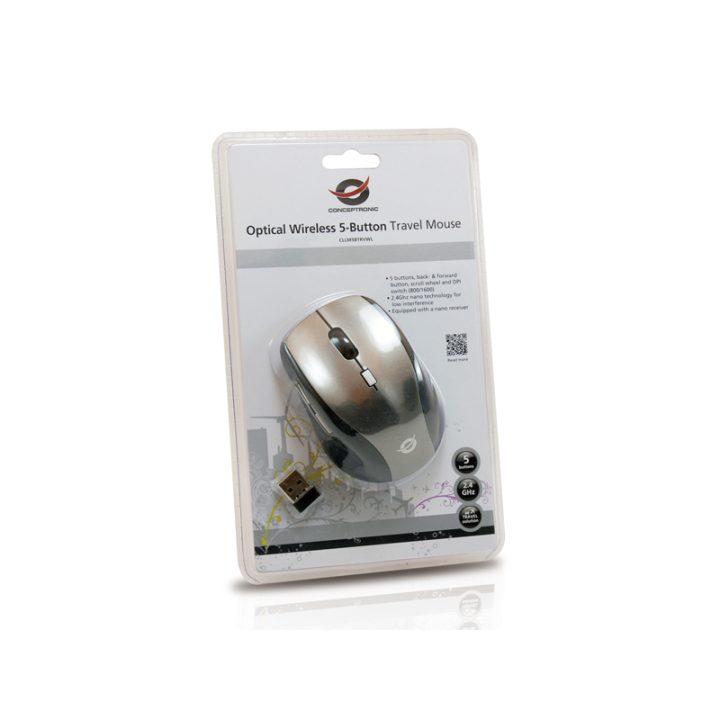 Conceptronic CLLM5BTRVWL rato de viagem para destros RF sem fios…