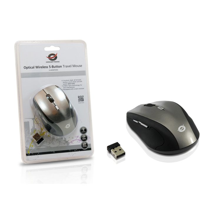 Conceptronic CLLM5BTRVWL Travel Mouse Right Hand RF Wireless Optical…