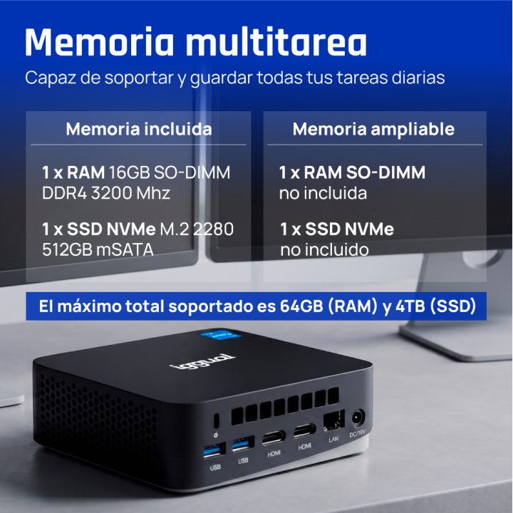 iggual Mini PC Teseracto i5 1235U 16+512GB 2xHDMI