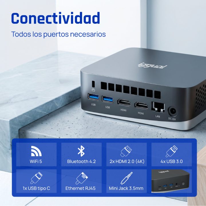 iggual Mini PC Teseracto i5 1235U 16+512GB 2xHDMI