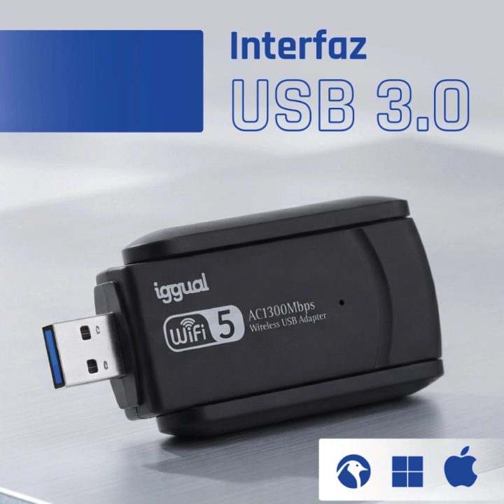 iggual Adaptador USB Wifi 1300 Mbps dual 2.4G/5G