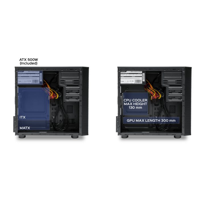 UNYKAch Caixa Micro ATX AERO C15 com fonte ATX de 500W