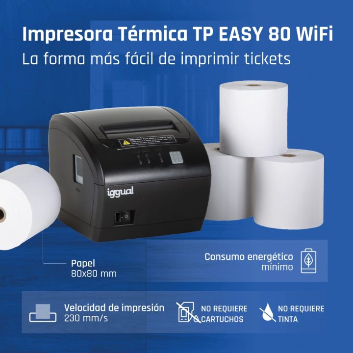 iggual TP EASY 80 Thermal Receipt Printer USB+RJ11 WiFi