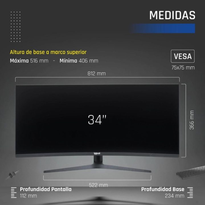 iggual IGG319543 34" UWQHD 165 Hz VA curvo