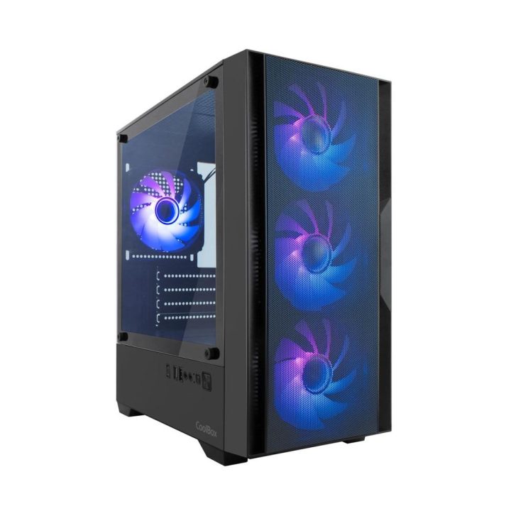 CoolBox Gaming caixa MATX GM220 fusion preta mesh USB-C 3.2 gen1 sem…