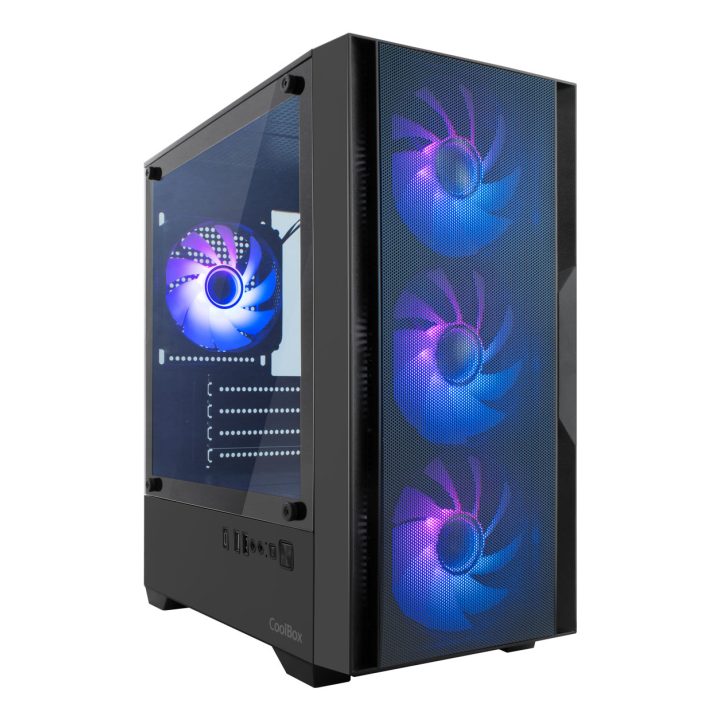 CoolBox Gaming MATX Case GM220 Fusion Black Mesh USB-C 3.2 Gen1 No…
