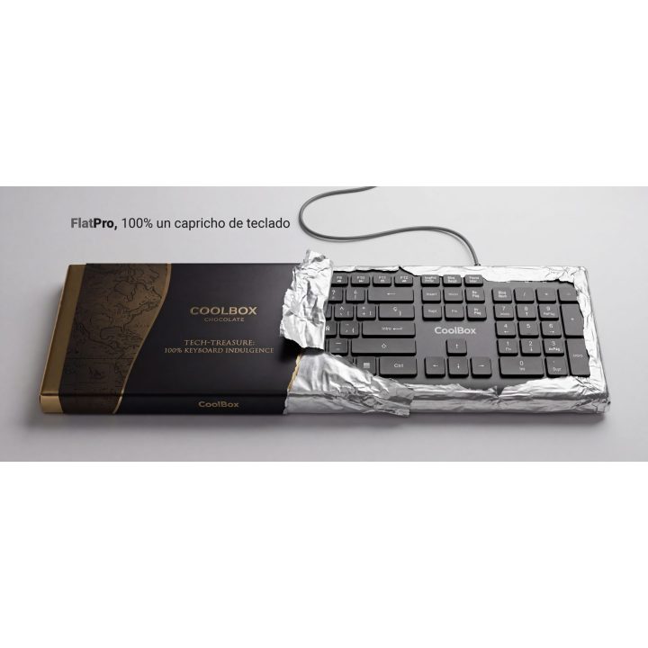 CoolBox TECLADO USB FLAT PRO TECLAS CHOCOLATE 1.8M DE CABLE 610G…