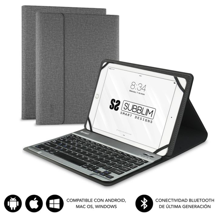 Subblim Keytab Pro Tablet Case for 10.1-inch Tablet Gray…