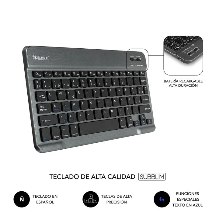 Subblim Keytab Pro Tablet Case for 10.1-inch Tablet Gray…