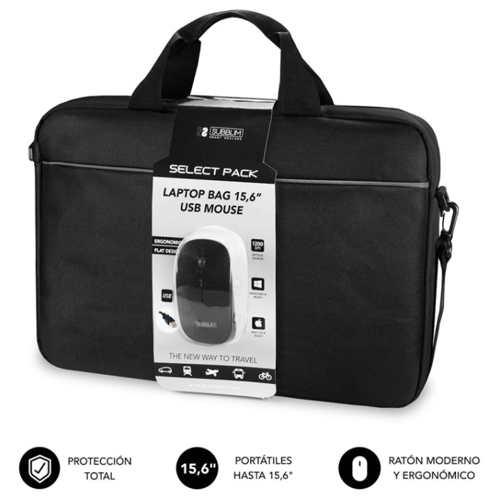 Subblim Maleta com Rato Select Pack Wired Mouse USB + Laptop bag…